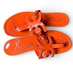 Sam Edelman Carter Orange Leather Flat Sandals Women’s 7.5